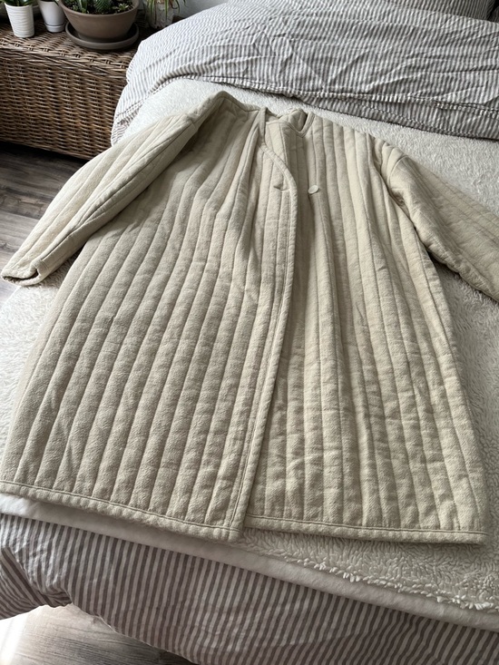 Black Crane Jackets & Blazers - Long Quilted Cream Women's Puffer Coat